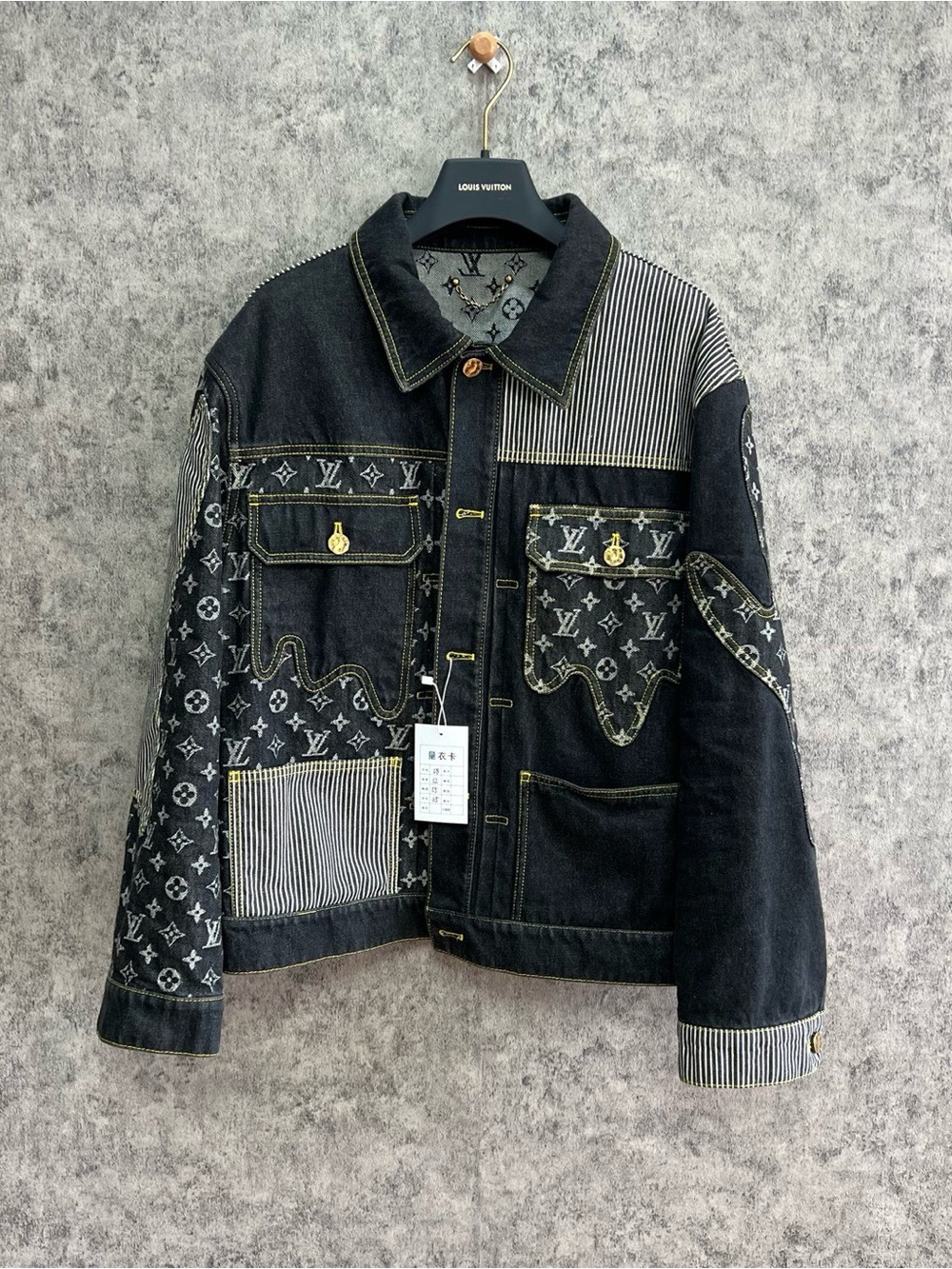 Louis Vuitton Black Patchwork Monogram Denim Jacket